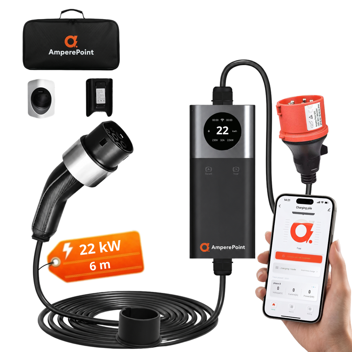 Tragbares Ladegerät Q22 (32A, Typ 2, 22kW) mobile App
