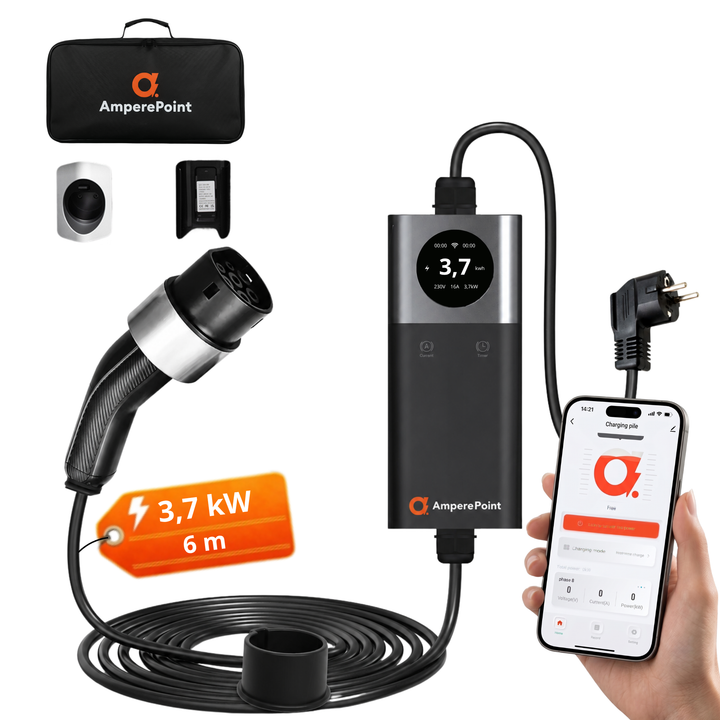 Tragbares Ladegerät Q37 (16A, Typ 2, 3,7 kW) WiFi, 7,5 Meter