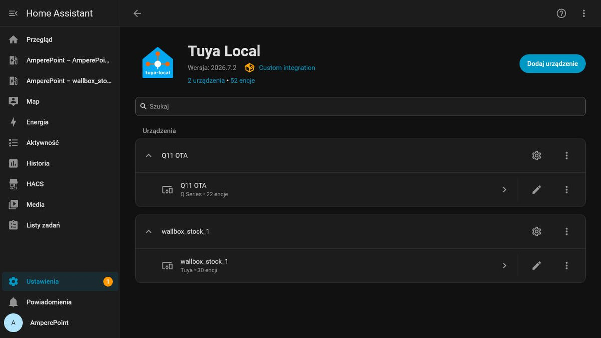 AmperePoint Q Serie in tuya-local: lokale Steuerung mit Home Assistant