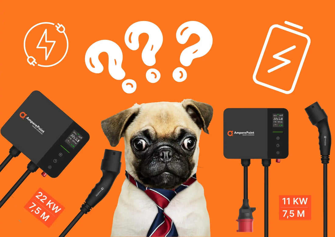 Wallbox Ampere Point PRIME 22 kW i 11 kW z kablem Type 2 - porównanie mocy