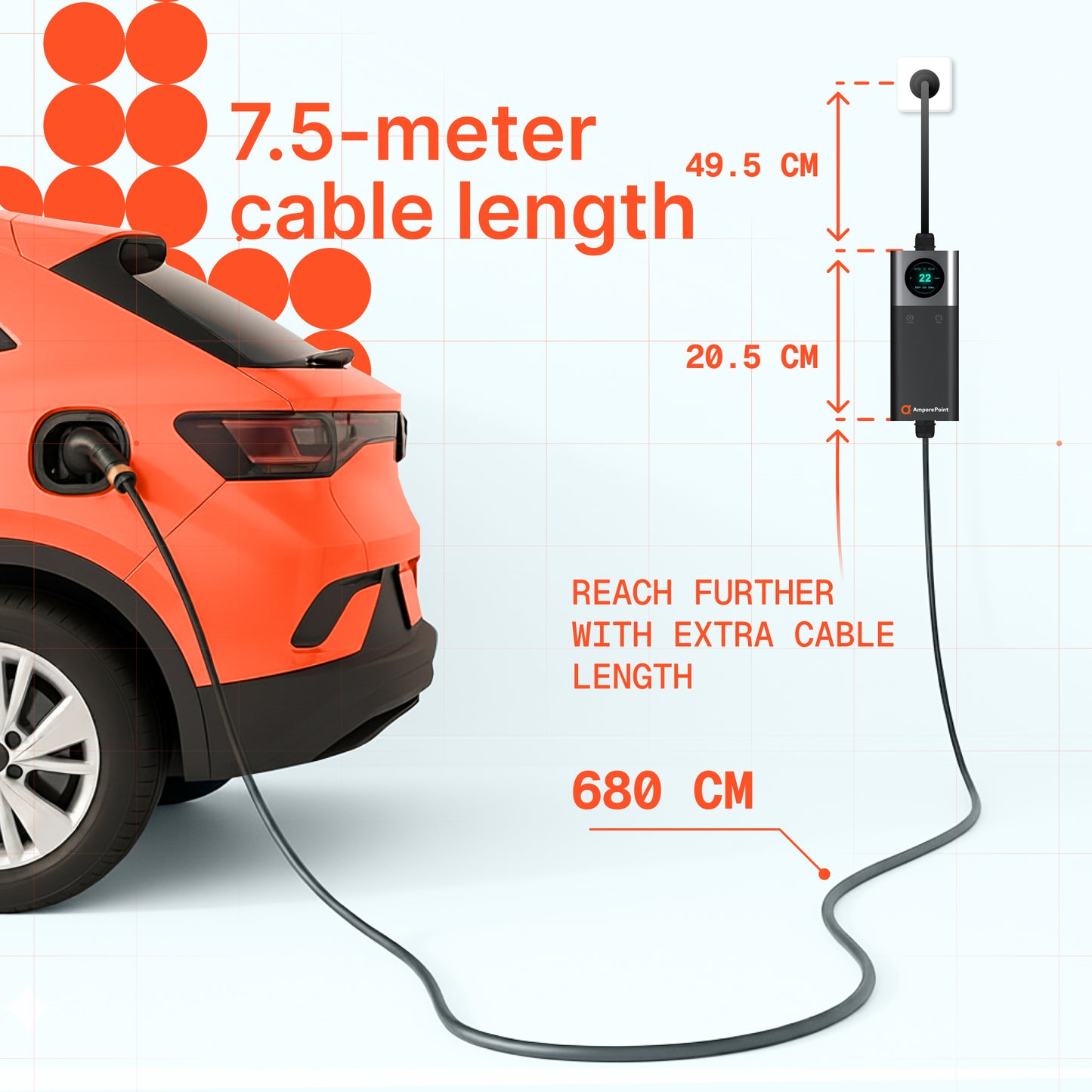 Tragbares Ladegerät Q37 (16A, Typ 2, 3,7 kW) WiFi, 7,5 Meter