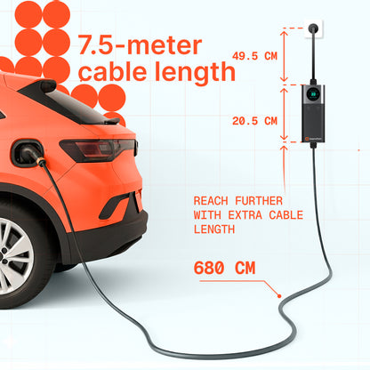 Tragbares Ladegerät Q37 (16A, Typ 2, 3,7 kW) WiFi, 7,5 Meter