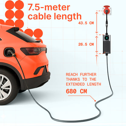 Tragbares Ladegerät Q22 PRO (32A, Typ 2, 22kW) + 2x Adapter