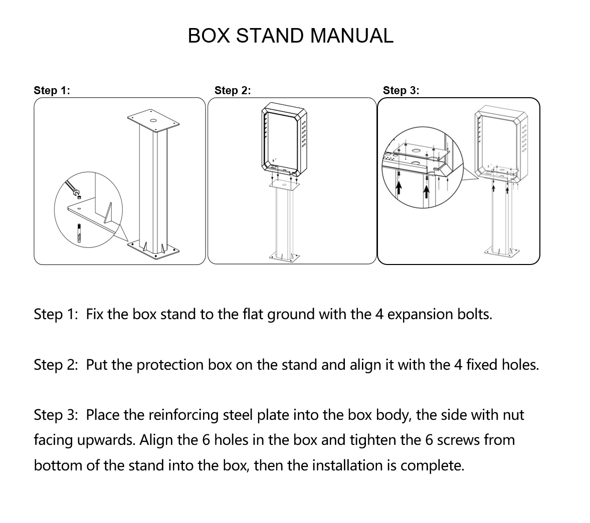 Metallschrank für EV-Ladegerät AMP-BOX mit Pfosten