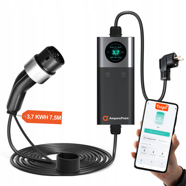 Tragbares Ladegerät Q37 (16A, Typ 2, 3,7 kW) WiFi, 7,5 Meter